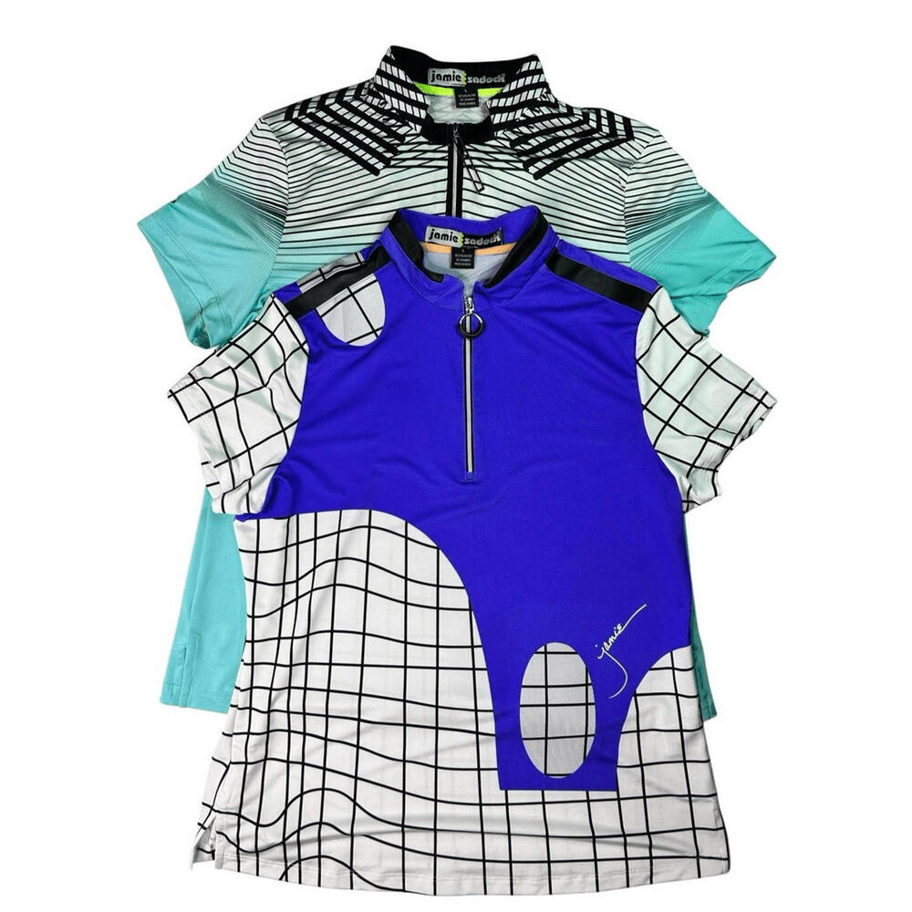 JAMIE SADOCK AUTOGRAPHED Women’s L 1/4 Zip Golf Tennis Pickleball Shirts 2-Pack
